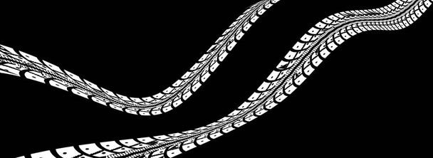 Huellas de neumáticos. Ilustración vectorial sobre fondo oscuro - Vector, imagen