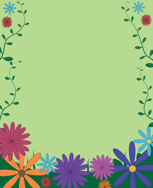 decorative funny colorful floral background frame with border leaves with copy space - Вектор, зображення
