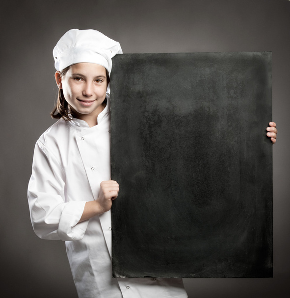 chef holding chalkboard - Foto, Imagem
