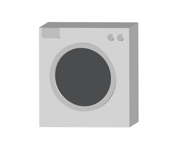 simple 3d icon picture of washing mashine in grey tones vector illustration - Vector, Image