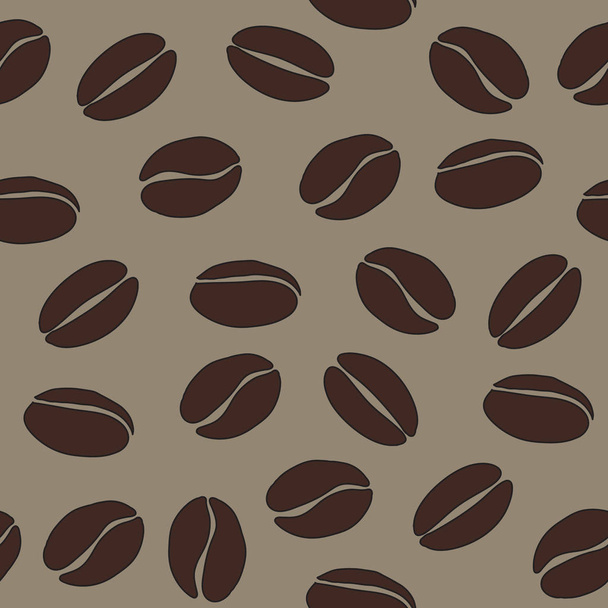 brown coffee beans on beige background vector seamless pattern, eps 10 background - Vector, Image