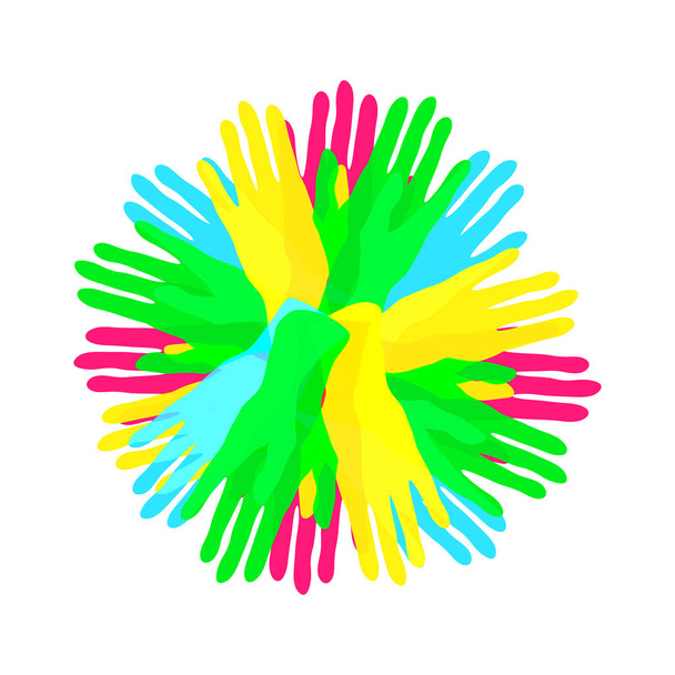 cercle à partir de simples mains colorées se chevauchant, concept de communauté ou de diversité, illustration d'icône vectorielle
 - Vecteur, image