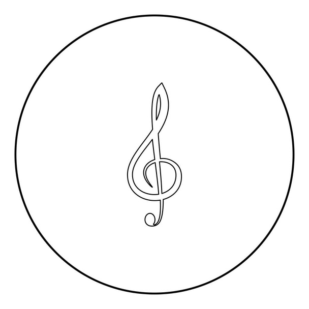 Notenschlüssel-Symbol schwarze Farbe im Kreis oder runde Vektorabbildung - Vektor, Bild