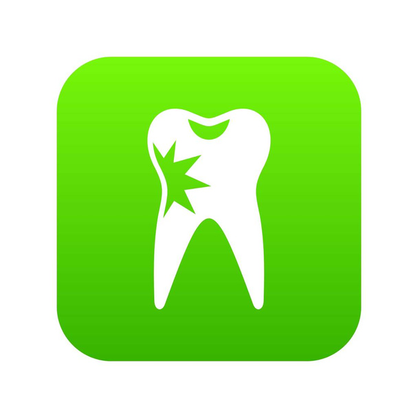 Icône de dent fissurée vert numérique
 - Vecteur, image