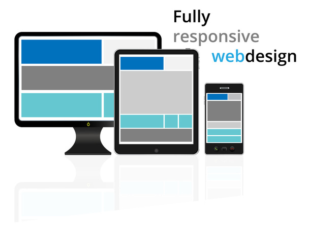 Fully responsive web design in electronic devices - Vector, Image