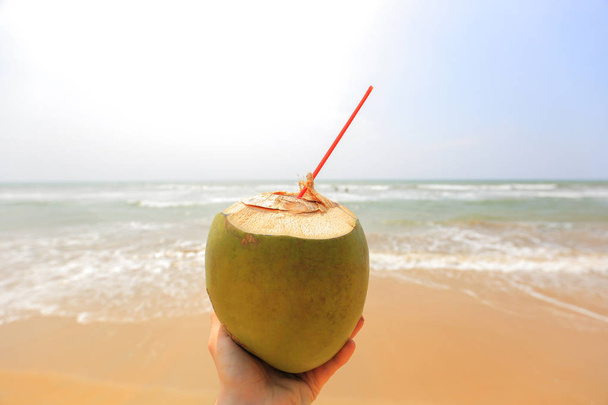 Coconut water in hand - Photo, image