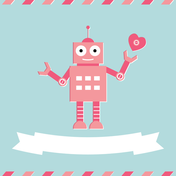 Valentine's Day cute robot card - Vettoriali, immagini