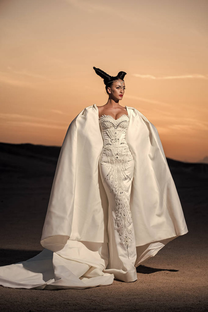 Woman in white wedding dress and gown - Фото, зображення