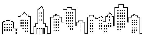 Силлуэт города, черная векторная икона
 - Вектор,изображение