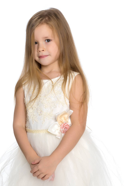 Fashionable little girl in a dress - Fotó, kép