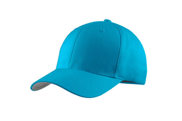 Modne bawełna azure golf cap na białym tle - Zdjęcie, obraz