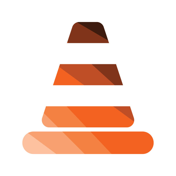 Icon of Traffic cone. Flat color design. Vector illustration. - Vetor, Imagem