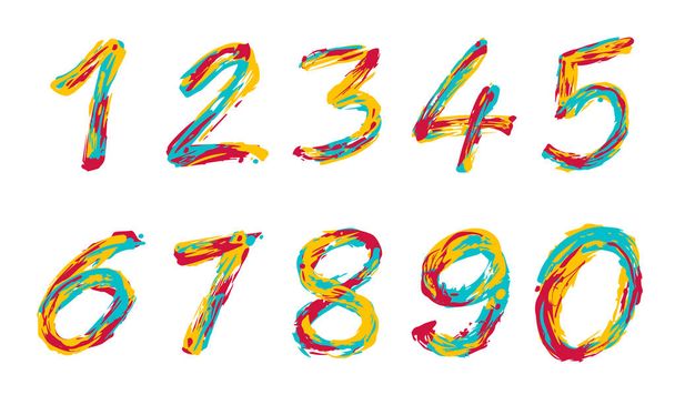 Σύνολο από πολύχρωμα αριθμούς που απομονώνονται σε λευκό φόντο - Διάνυσμα, εικόνα