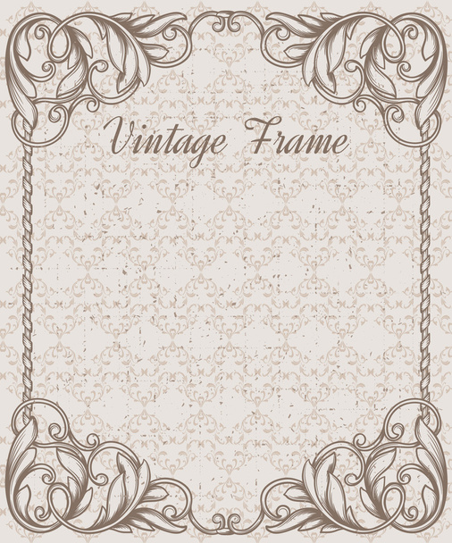 Vintage frame and seamless pattern. - Vector, Image