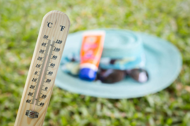 Thermometer auf dem Gras - Foto, Bild