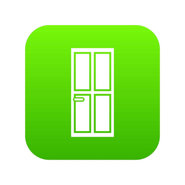 Closed wooden door icon digital green - Вектор, зображення