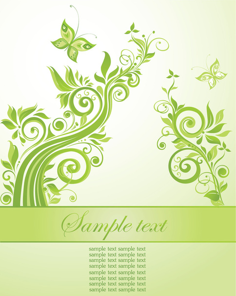 Beautiful floral green background - Vector, imagen