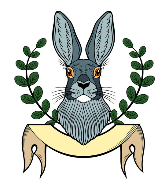Portrait of a rabbit in a vintage style - Vector, Image