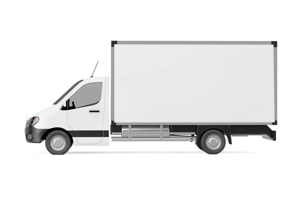 Branco Comercial Carga Industrial Entrega Van Truck em um fundo branco. Renderização 3d
  - Foto, Imagem