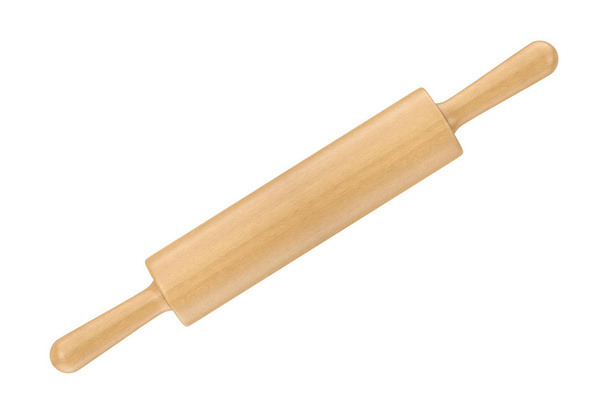 Wooden Rolling Pin на белом фоне. 3D-рендеринг
 - Фото, изображение
