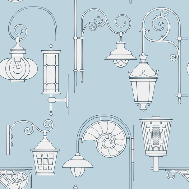 Street lantern seamless pattern - Διάνυσμα, εικόνα