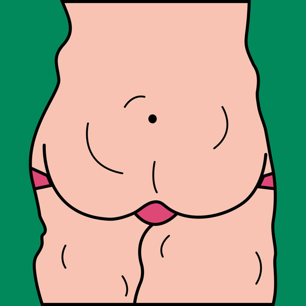 脂肪、女性の腹、たるんだ皮膚、減量、ダイエット、整形手術、脂肪吸引。ベクトル図 - ベクター画像