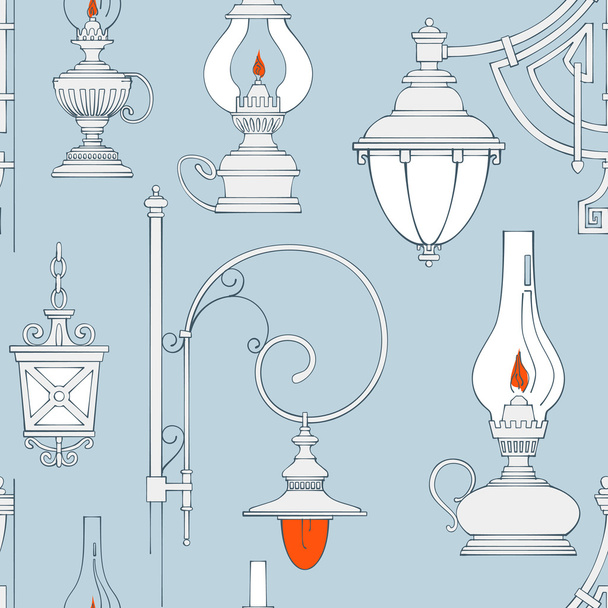 Vector vintage lamp seamless pattern - Διάνυσμα, εικόνα