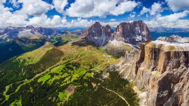 4K Panning timelapse view from the top of Sass Pordoi Mountain, Dolomites, Italy - Footage, Video