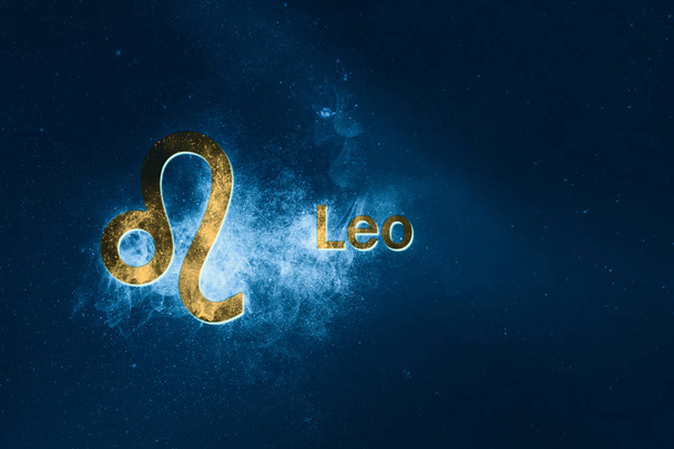 Leo Horoscope Sign. Abstract night sky background - Fotoğraf, Görsel