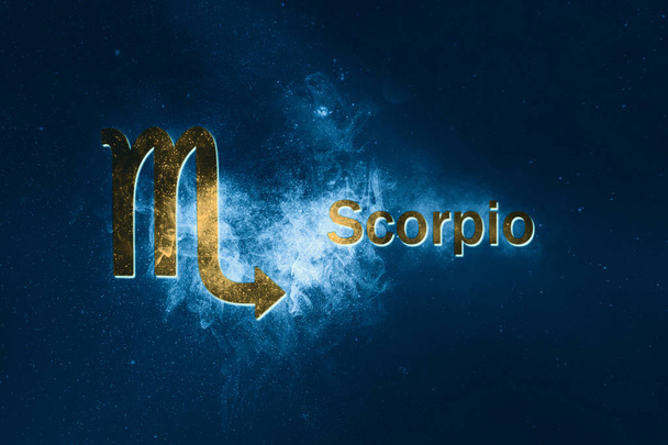 Scorpio Horoscope Sign. Abstract night sky background - Fotoğraf, Görsel