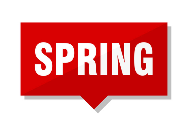 spring red square price tag - Vector, Image