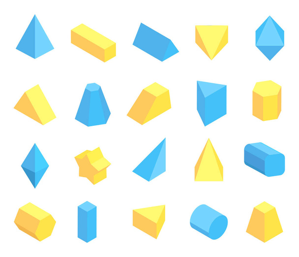 Lot of Blue and Yellow Geometric Figures Poster - Vektör, Görsel