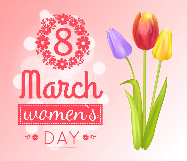 8 March Womens Day Banner Vector Illustration - Vetor, Imagem