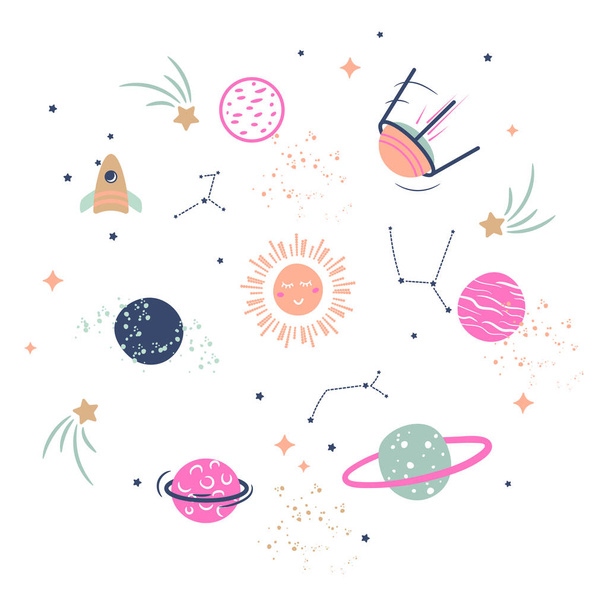 Cute planets vector illustration clipart for kids. - Vector, Image