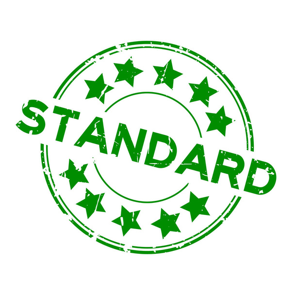 Grunge verde standard formulazione con icona stella rotondo timbro sigillo di gomma su sfondo bianco
 - Vettoriali, immagini