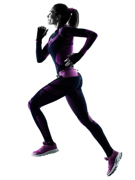 woman runner running jogger jogging isolated silhouette shadow - Photo, Image