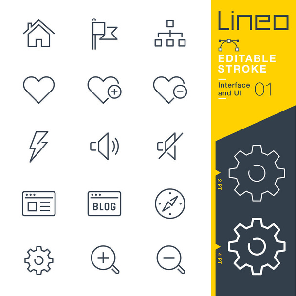 Lineo düzenlenebilir kontur - arabirimi ve Kullanıcı arabirimi satır simgeler - Vektör, Görsel