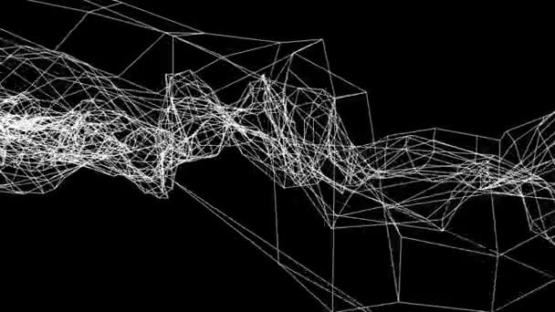 raster netto abstracte tekening lage veelhoekige draadframe rook wolk zacht verplaatsen simulatie beweging grafische animatie achtergrond nieuwe kwaliteit retro vintage stijl cool leuke mooie 4k video-opnames - Video