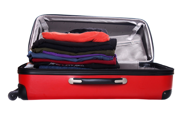 Ізольована червоний чемодан
 - Фото, зображення