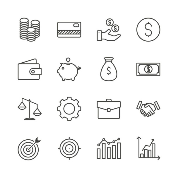 Money set icon vector. Outline finance collection. Trendy flat banking sign design. Thin linear graphic pictogram isolated for web site, mobile application. Logo illustration. Eps10. - Вектор, зображення