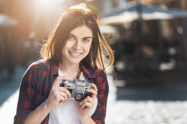 Girl with Camera - Photo, image