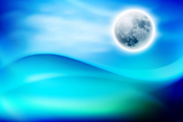Vague d'eau bleue la nuit avec pleine lune
. - Vecteur, image