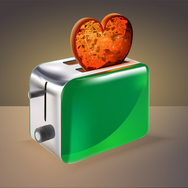 Toaster with heart shaped toast. Vector illustration. - Vector, Image