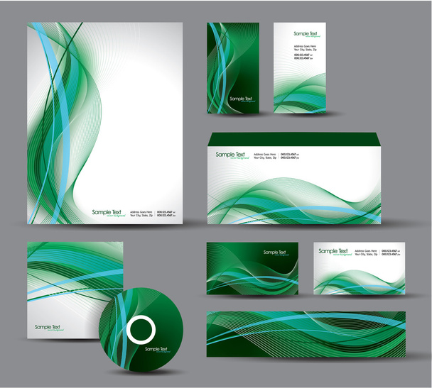 Modern Identity Package. Vector Design. Letterhead, business cards, cd, dvd, envelope, banner, header. - Вектор,изображение