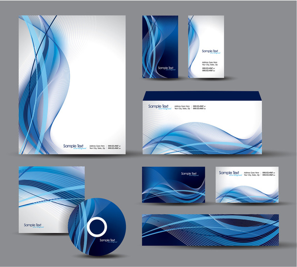 Modern Identity Package. Vector Design. Letterhead, business cards, cd, dvd, envelope, banner, header. - Вектор, зображення