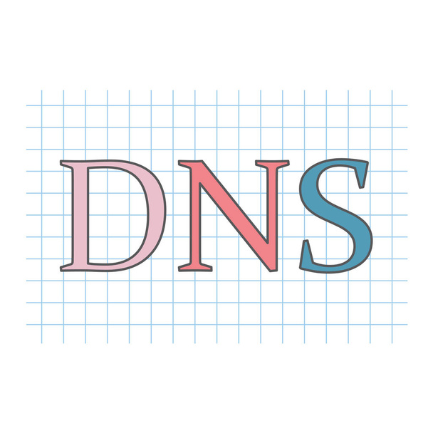 Dns (ドメイン ネーム システム) 市松模様の紙シート ベクトル図に書かれて - ベクター画像