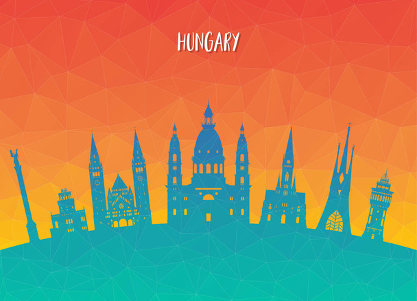 Hungary Landmark Global Travel And Journey papír háttér. Vector Design Template.used for your advertisement, book, banner, template, travel business or presentation. - Vektor, kép
