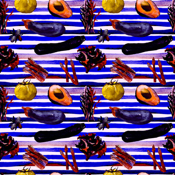 Vegetables Seamless Pattern. Repeatable Pattern with Healthy Food.  - Foto, Imagen