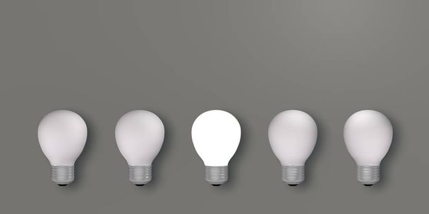 cinque lampadine con una incandescente. rendering 3d
 - Foto, immagini
