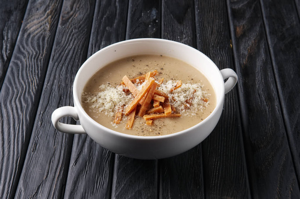 Mushroom soup puree with chips - Photo, image